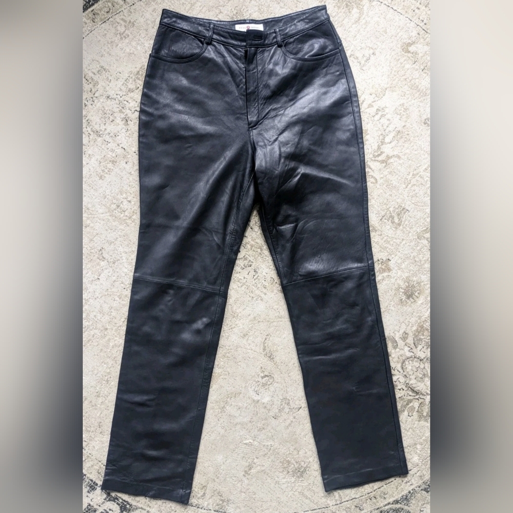 Saks 5th Avenue Real Clothes Women's Black Lambskin Leather Pants Size 8